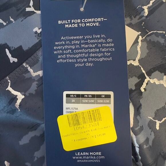 NWT Marika Ombré Blue Crackle Foil Zen Ankle Contender Luxe Leggings Size 2X - Picture 4 of 8